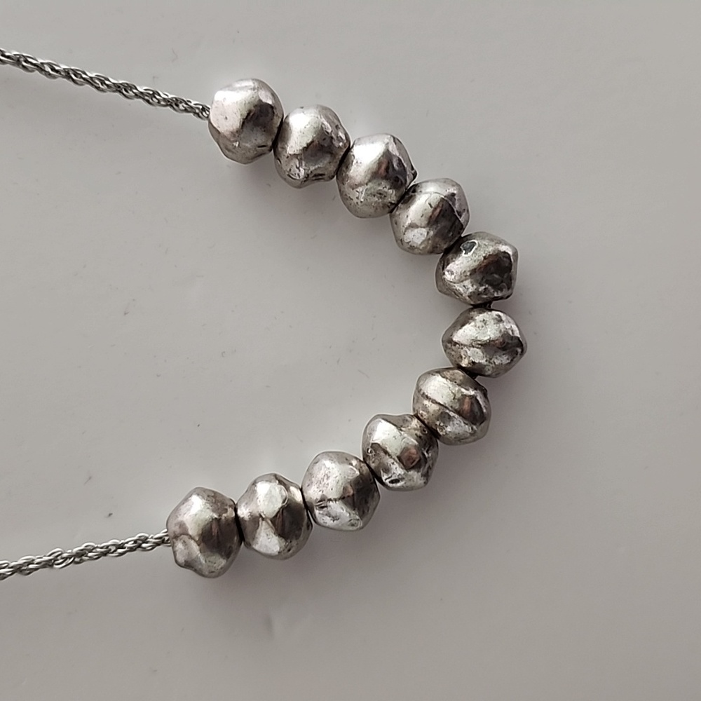 ZARA Textured Silver Beads Necklace NWT